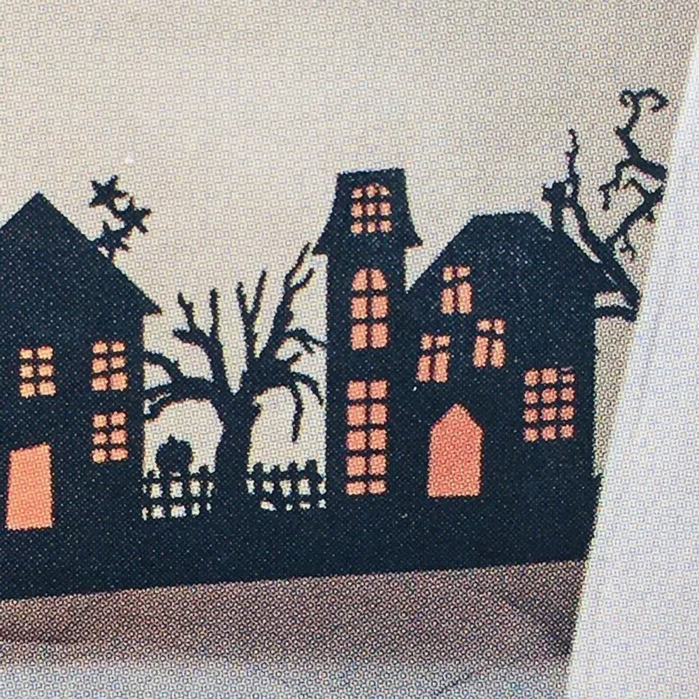 Cynthia Rowley Halloween 60x84 Tablecloth Haunted House Spooky Tree Flying Witch